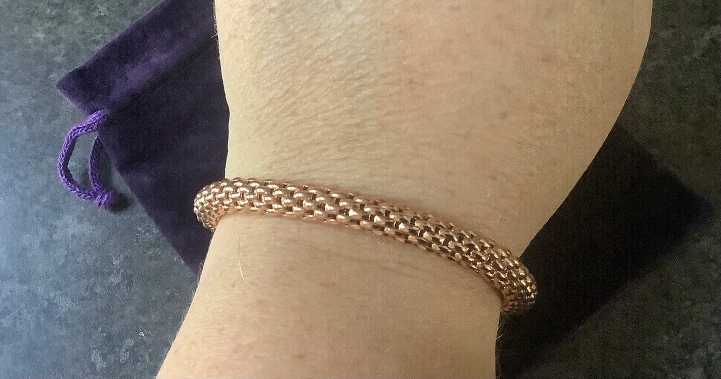 BRONZE MILOR ITALY stretch mesh rose gold tone bracelet