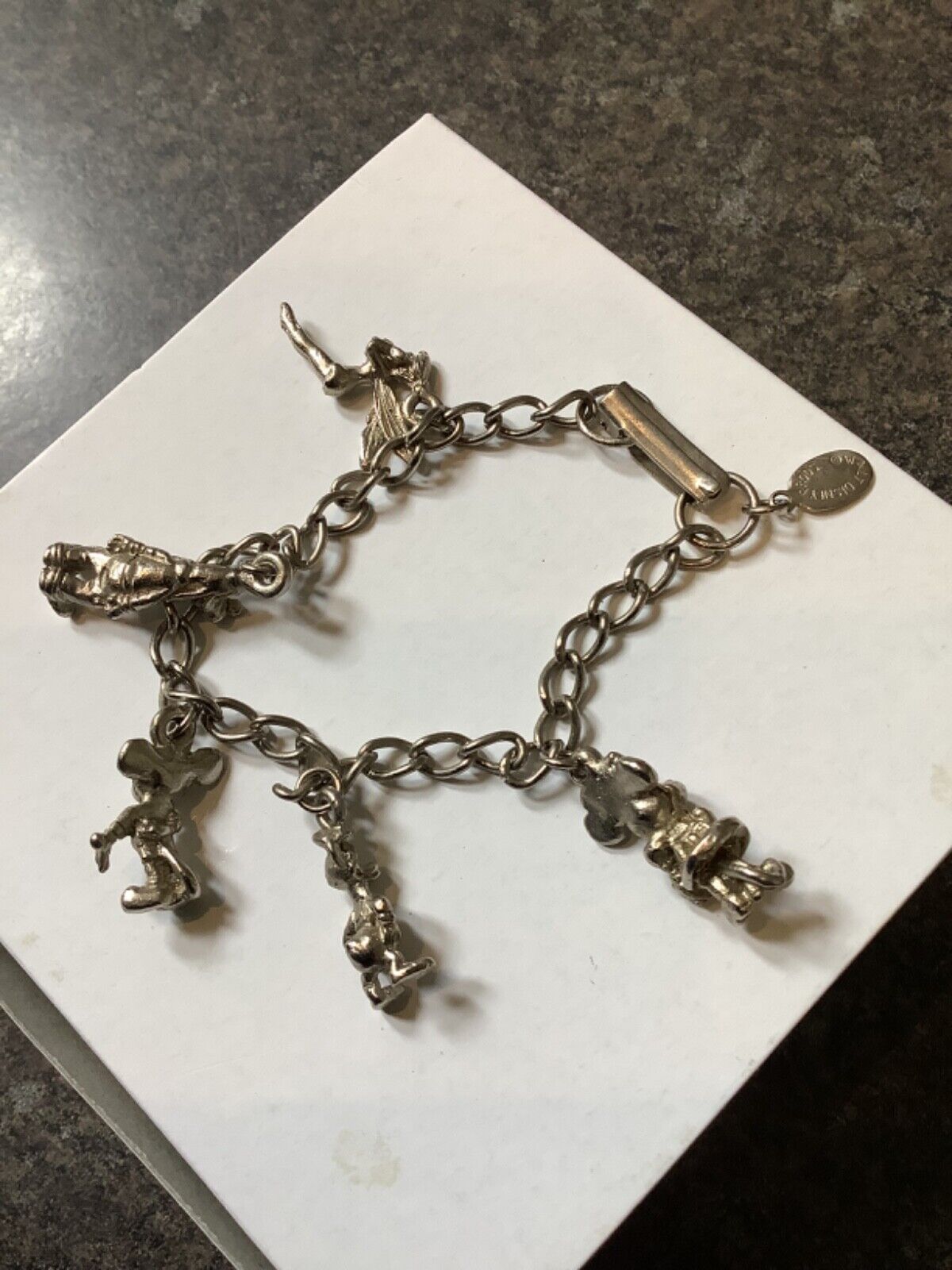 Vintage Walt Disney Productions charm bracelet Tinkerbell Mickey Minnie Donald