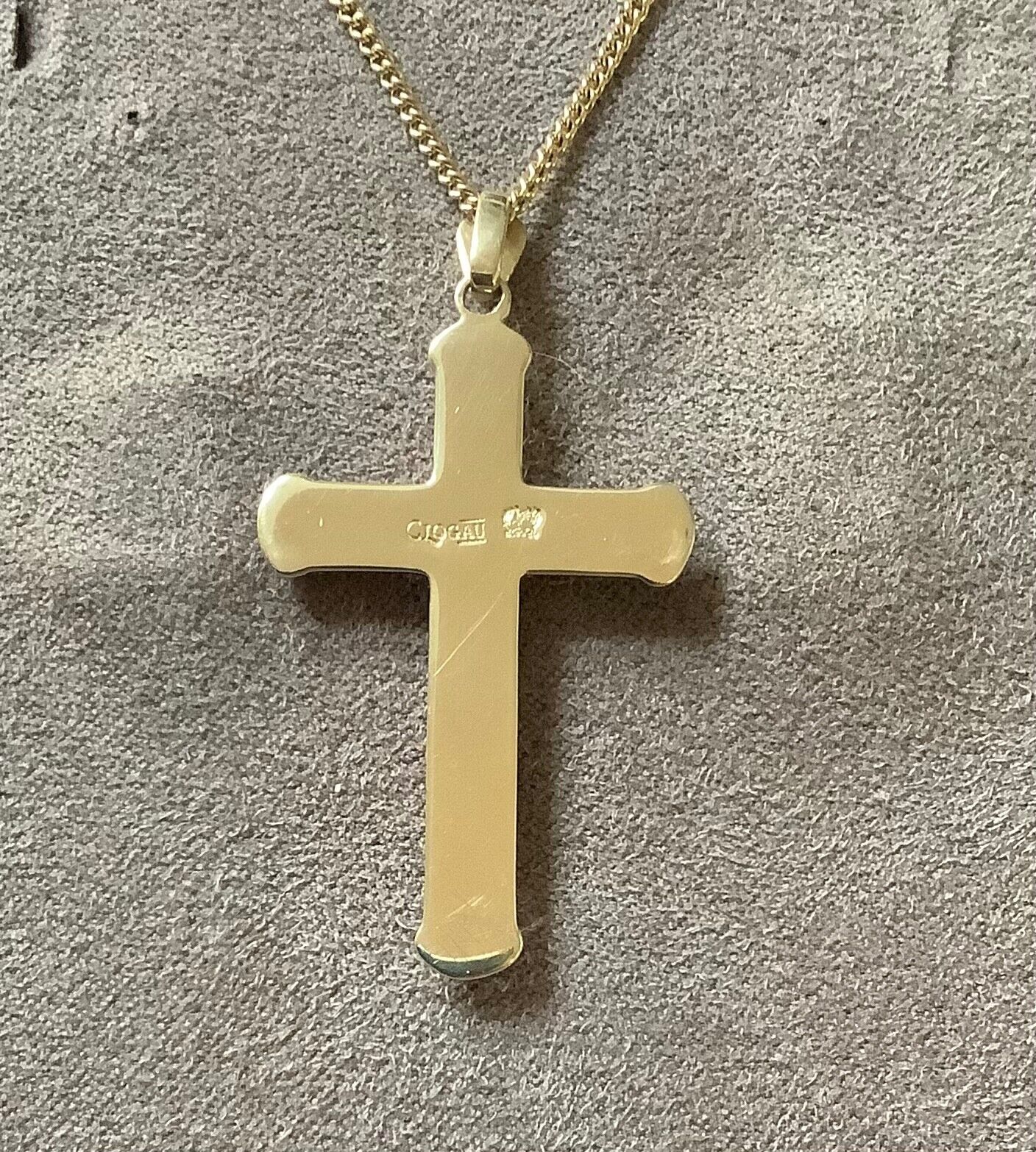 Clogau 9ct Tree of Life cross pendant necklace 18" yellow and rose gold