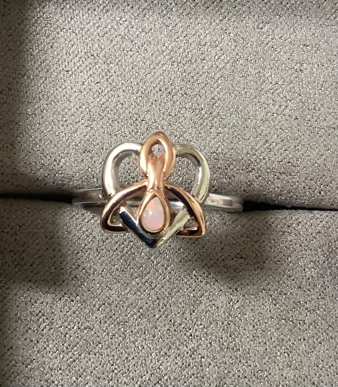 Clogau opal Dwynwen ring size M silver and rose gold