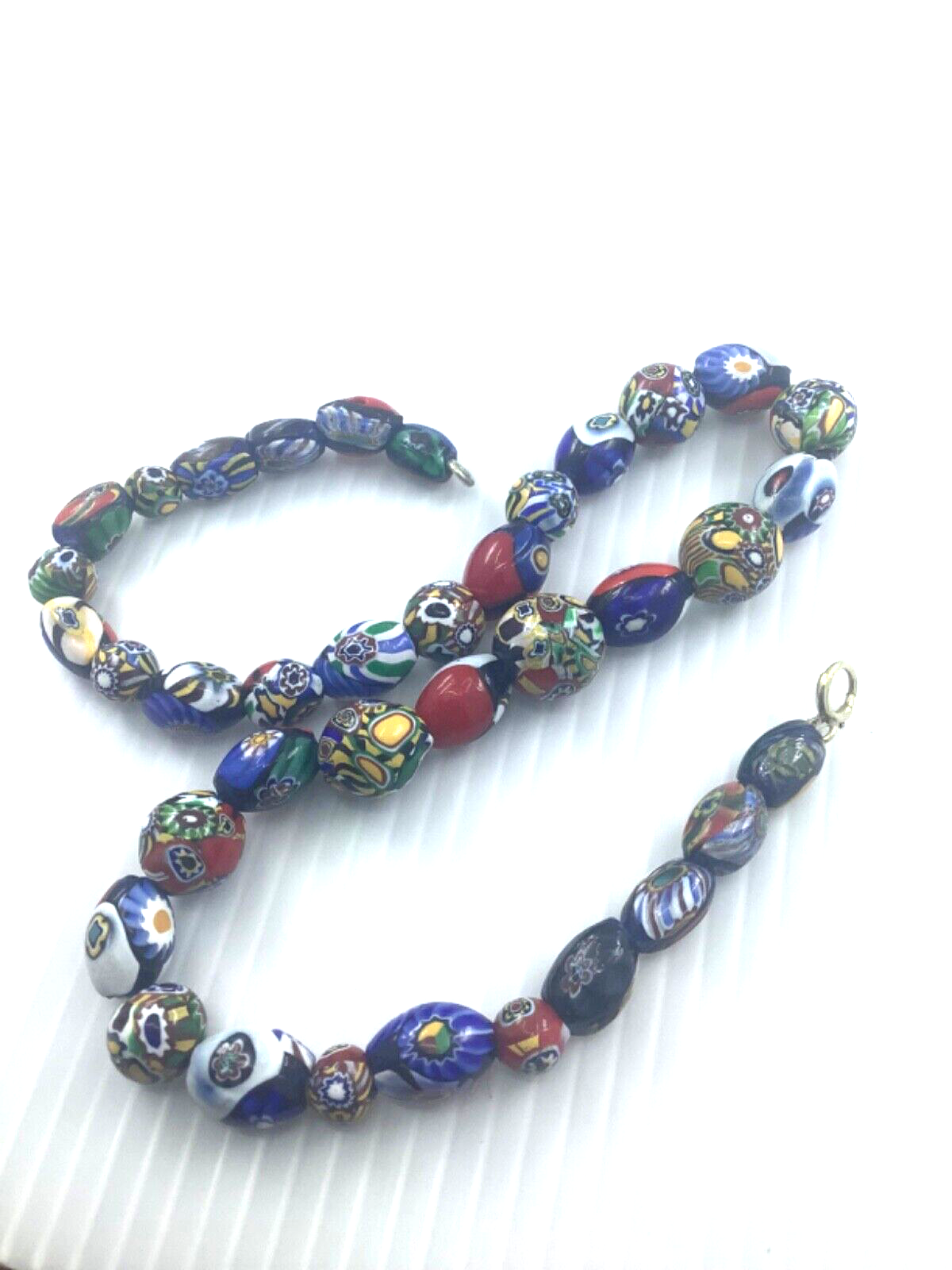 venetian millefiori glass bead necklace 17" 63g Read description!