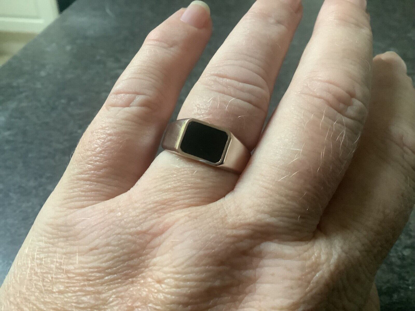 Clogau Black Onyx signet ring Unisex mens ladies Q silver & rose gold RRP £189