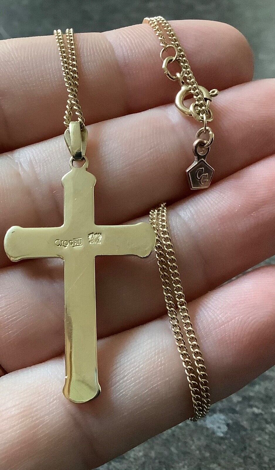 Clogau 9ct Tree of Life cross pendant necklace 18" yellow and rose gold