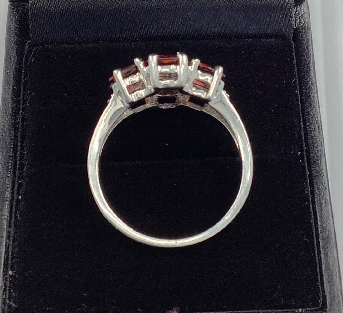 925 garnet and diamond silver cluster ring size R1/2
