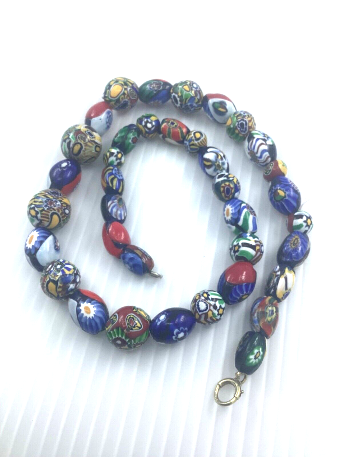venetian millefiori glass bead necklace 17" 63g Read description!
