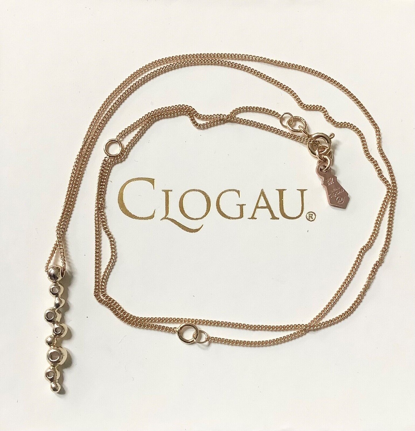 Clogau 9ct Celebration white topaz necklace 18-22" yellow & white gold RRP £470