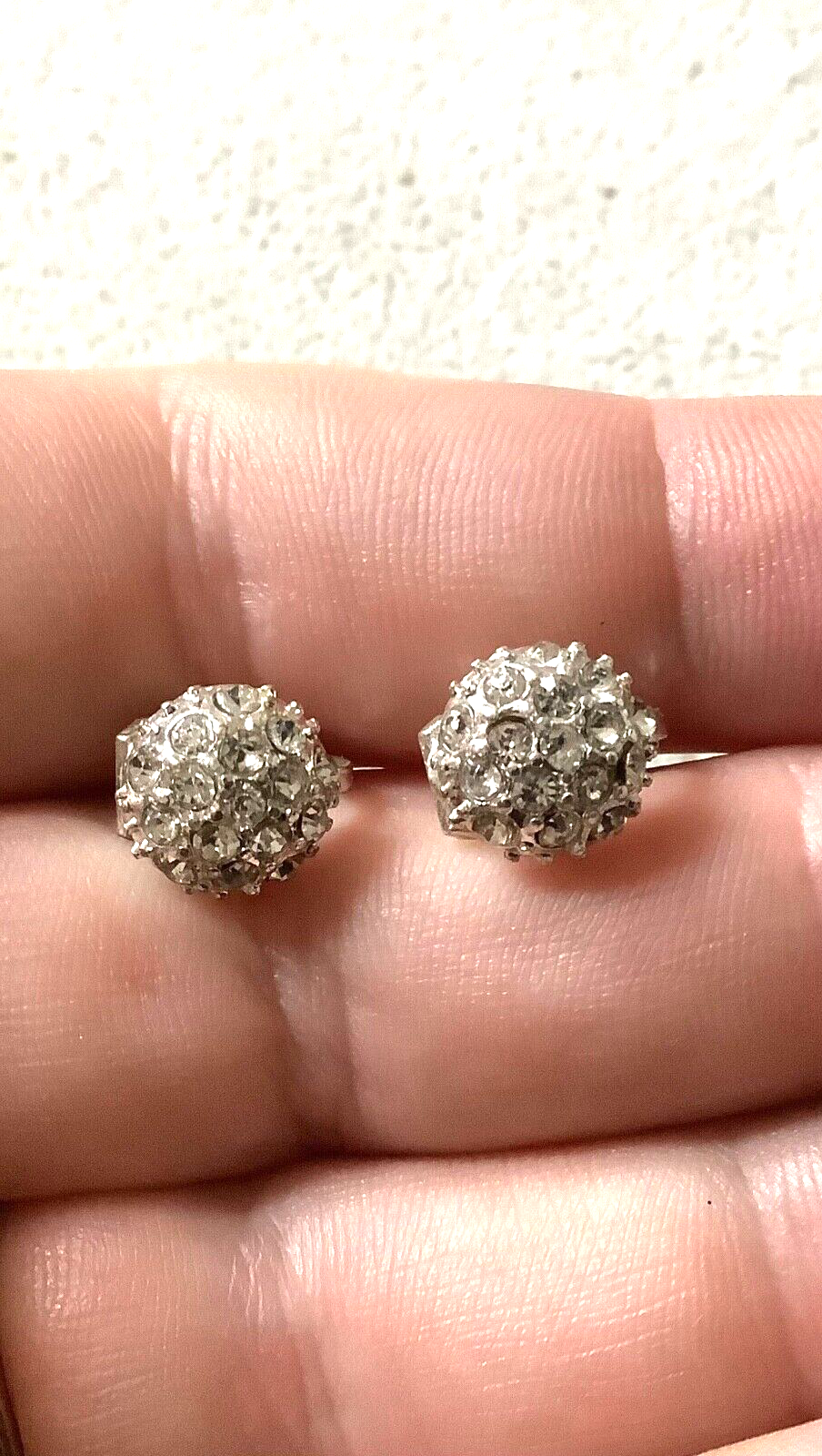 2 x vintage silver and gold tone diamanté stud clip on earrings