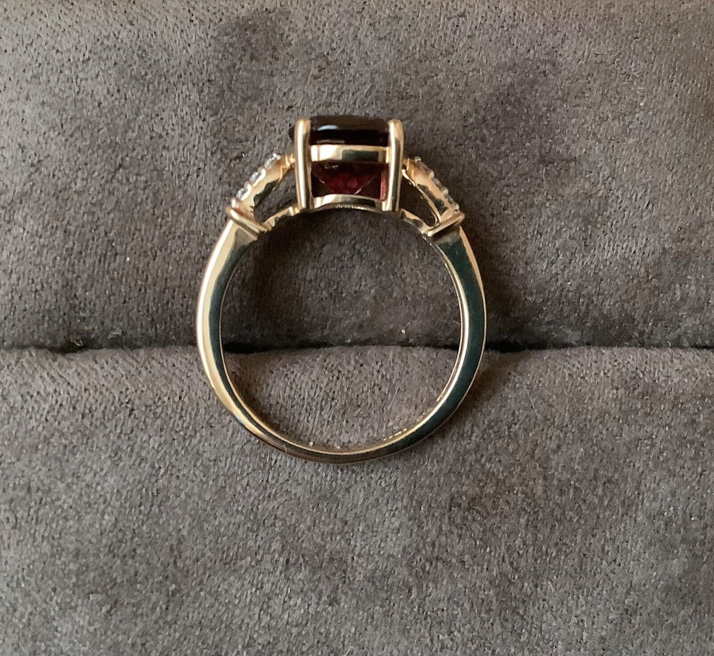 9ct pink tourmaline and white zircon ring size L-L1/2 yellow gold