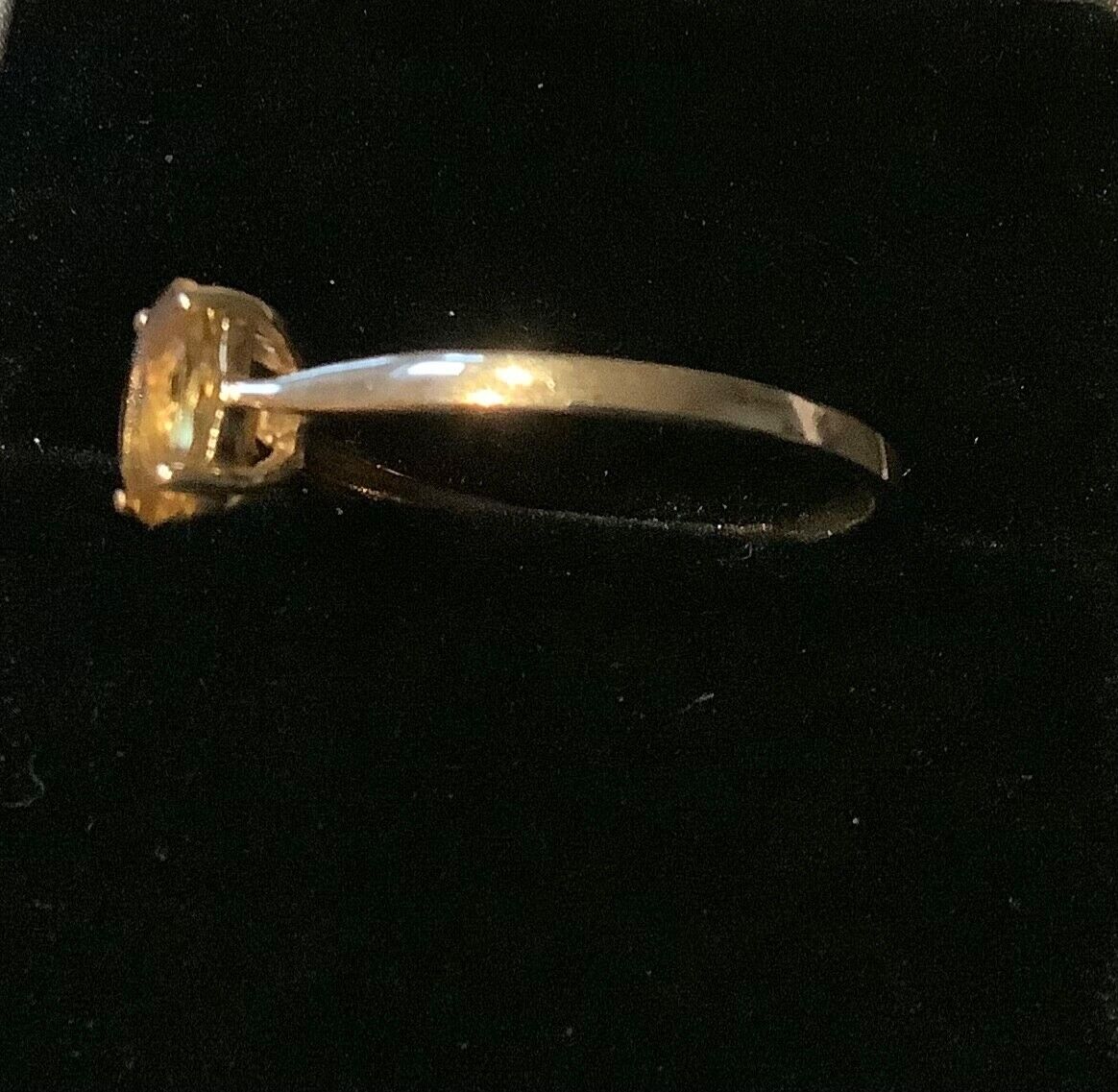 10K yellow gemstone oval solitaire ring size N1/2 yellow gold hallmarked