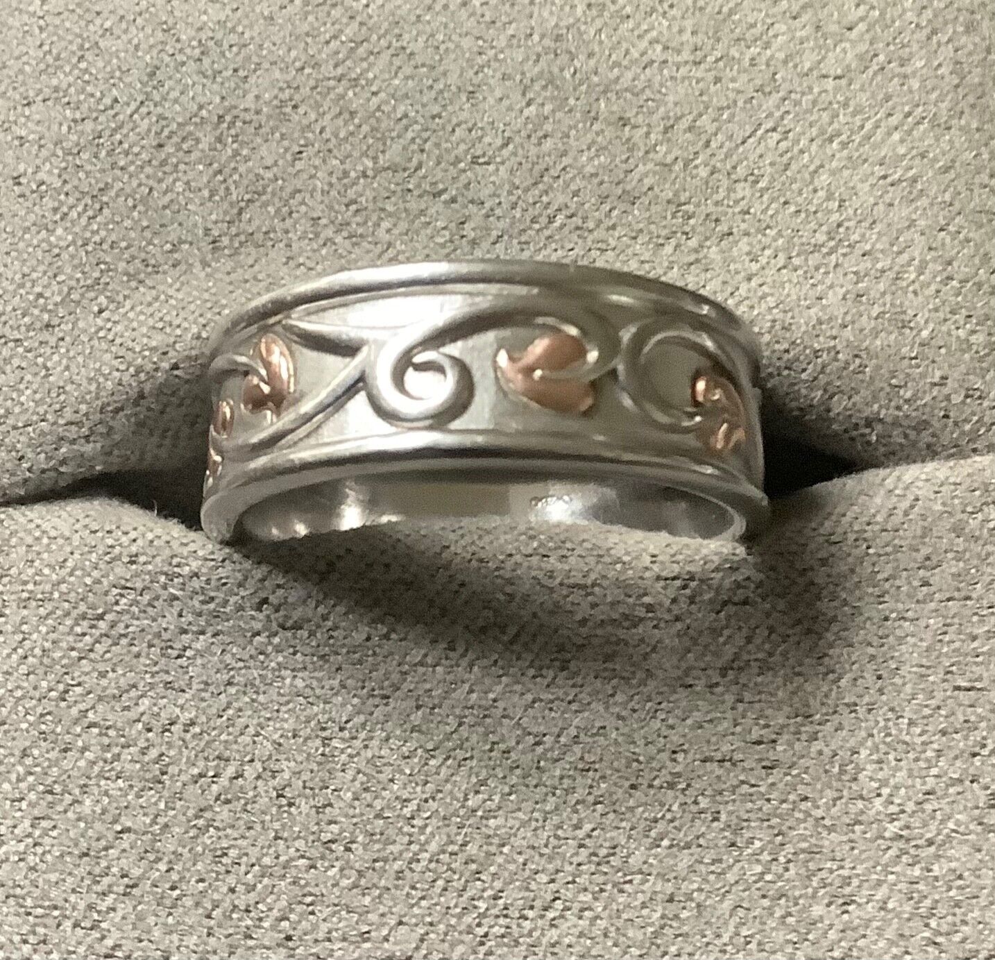 Clogau Tree of Life wide band ring size R silver and rose gold