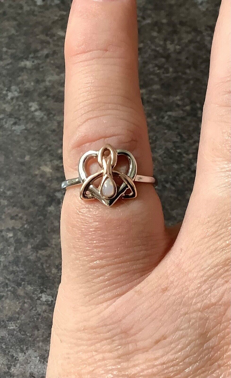 Clogau opal Dwynwen ring size M silver and rose gold