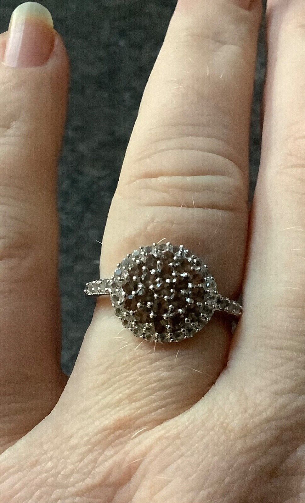 925 Andalusite & zircon halo cluster ring size P1/2 sterling silver