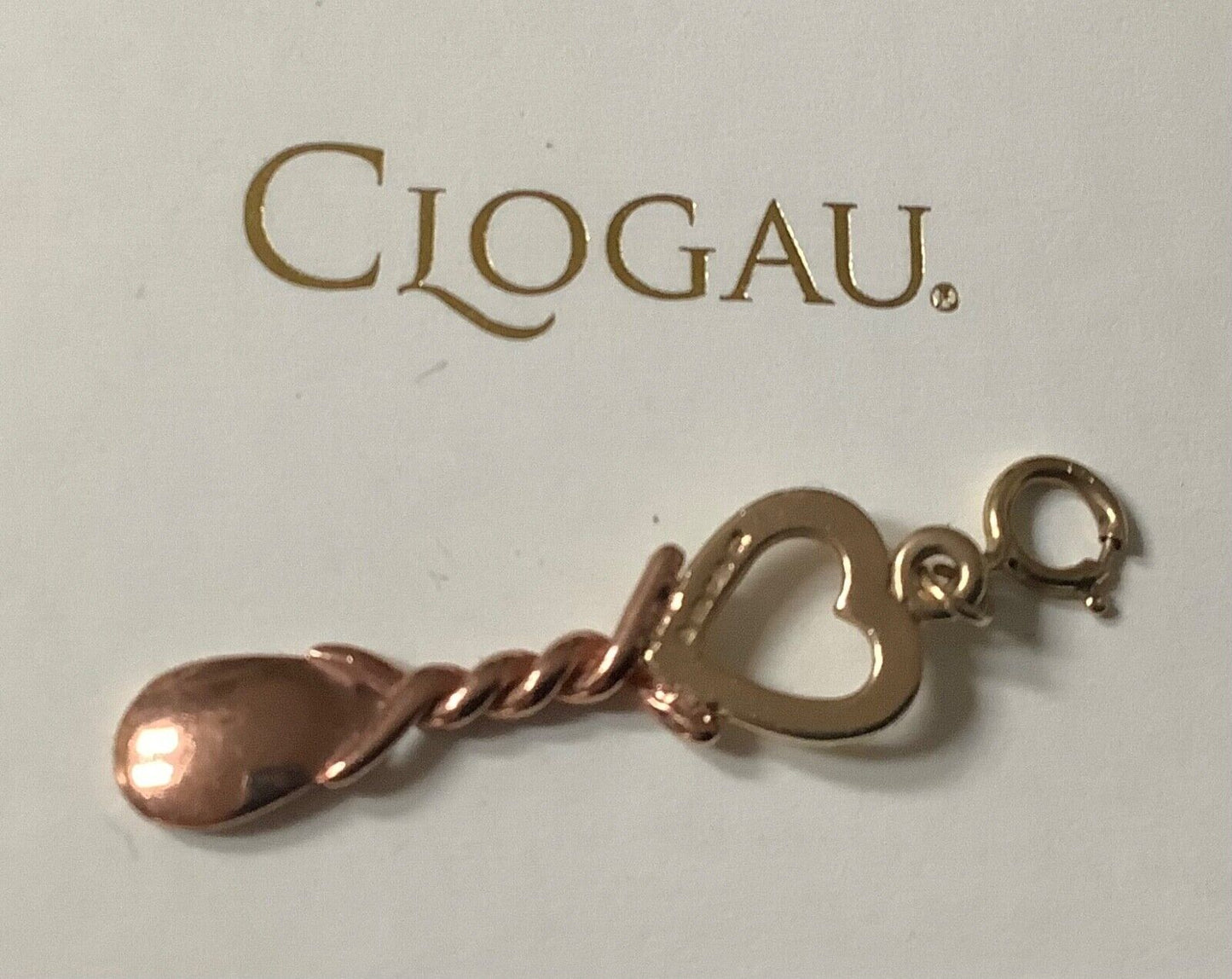 Clogau Welsh Love spoon yellow and rose gold charm