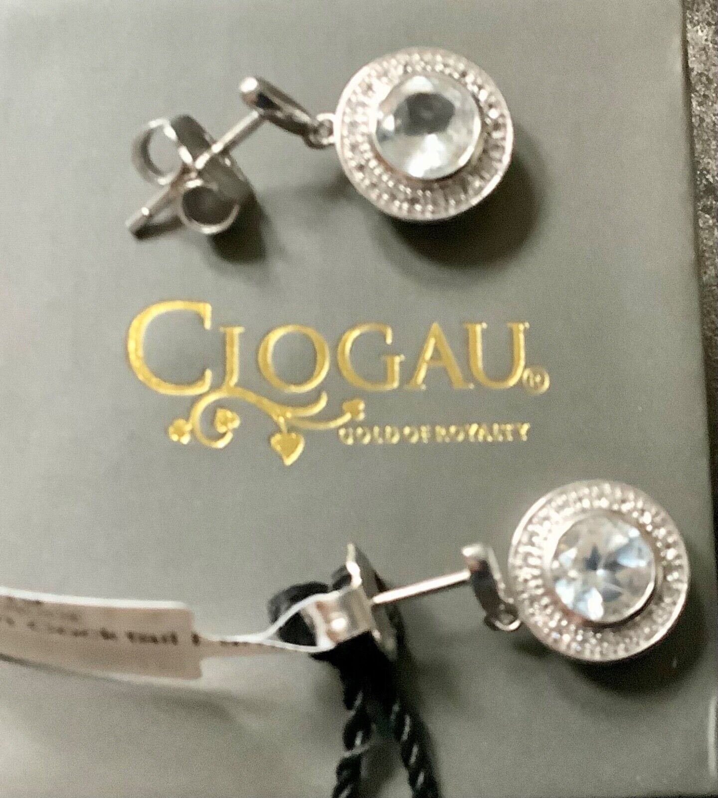 Clogau Ar Dan cocktail white topaz drop earrings silver and rose gold