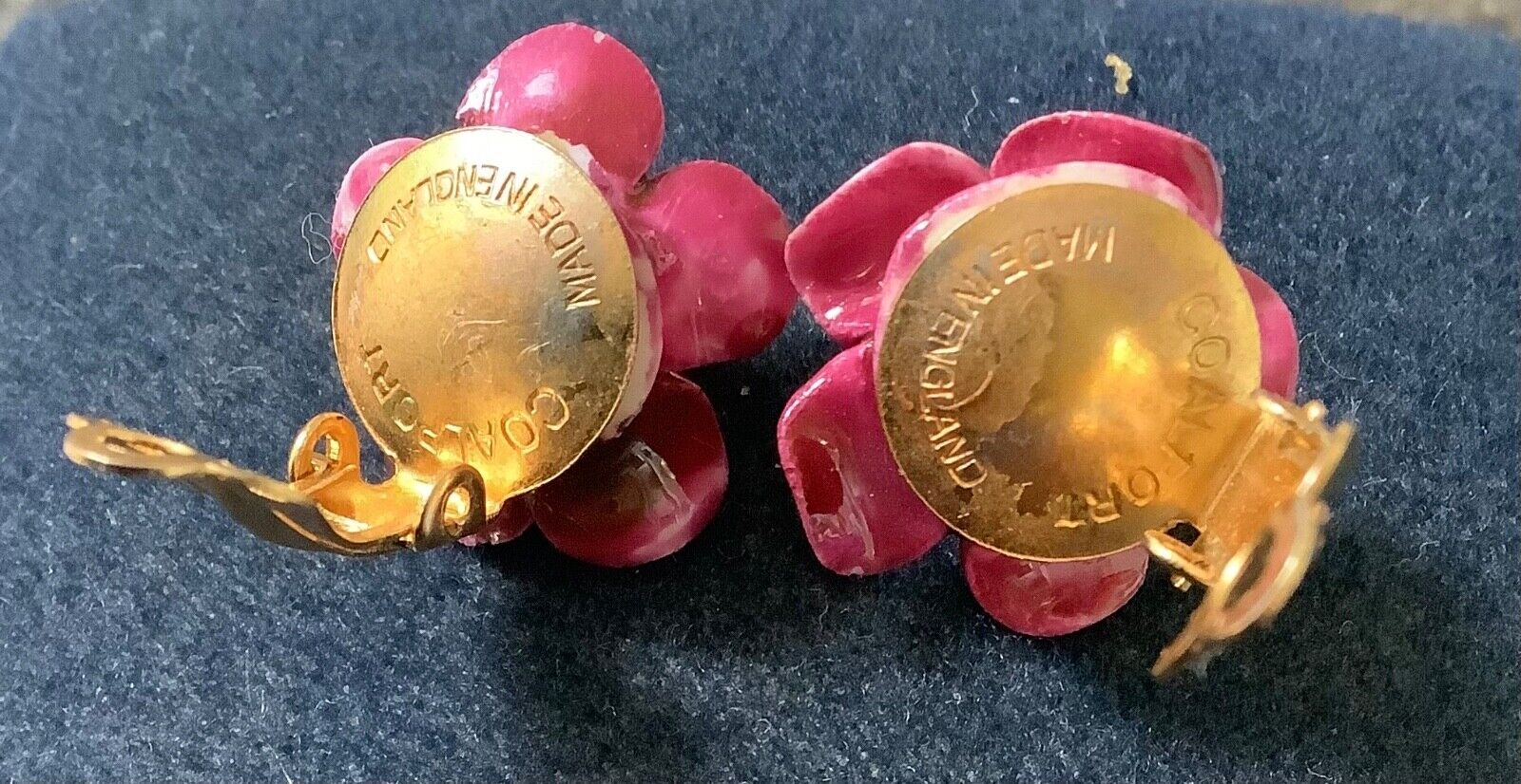 Vintage Coalport and Healacraft fine bone china Rose clip on earrings and brooch
