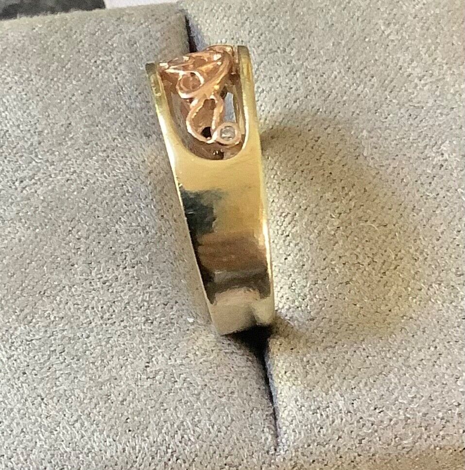 Clogau 9ct 5 diamond Cariad ring size O1/2 yellow and rose gold hallmarked