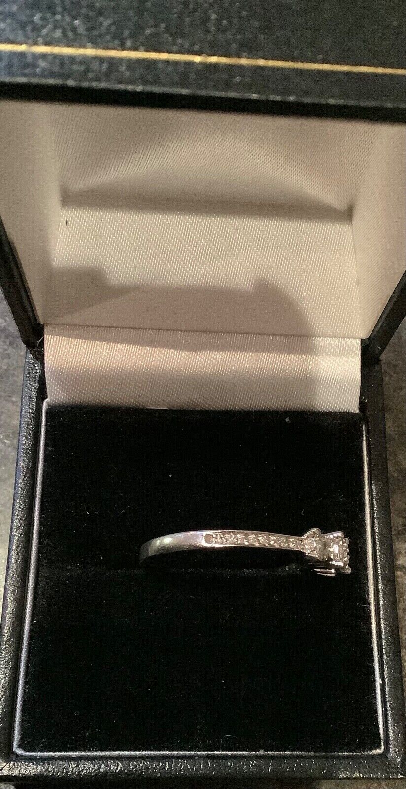 9ct white gold natural diamond trilogy cluster ring size N1/2