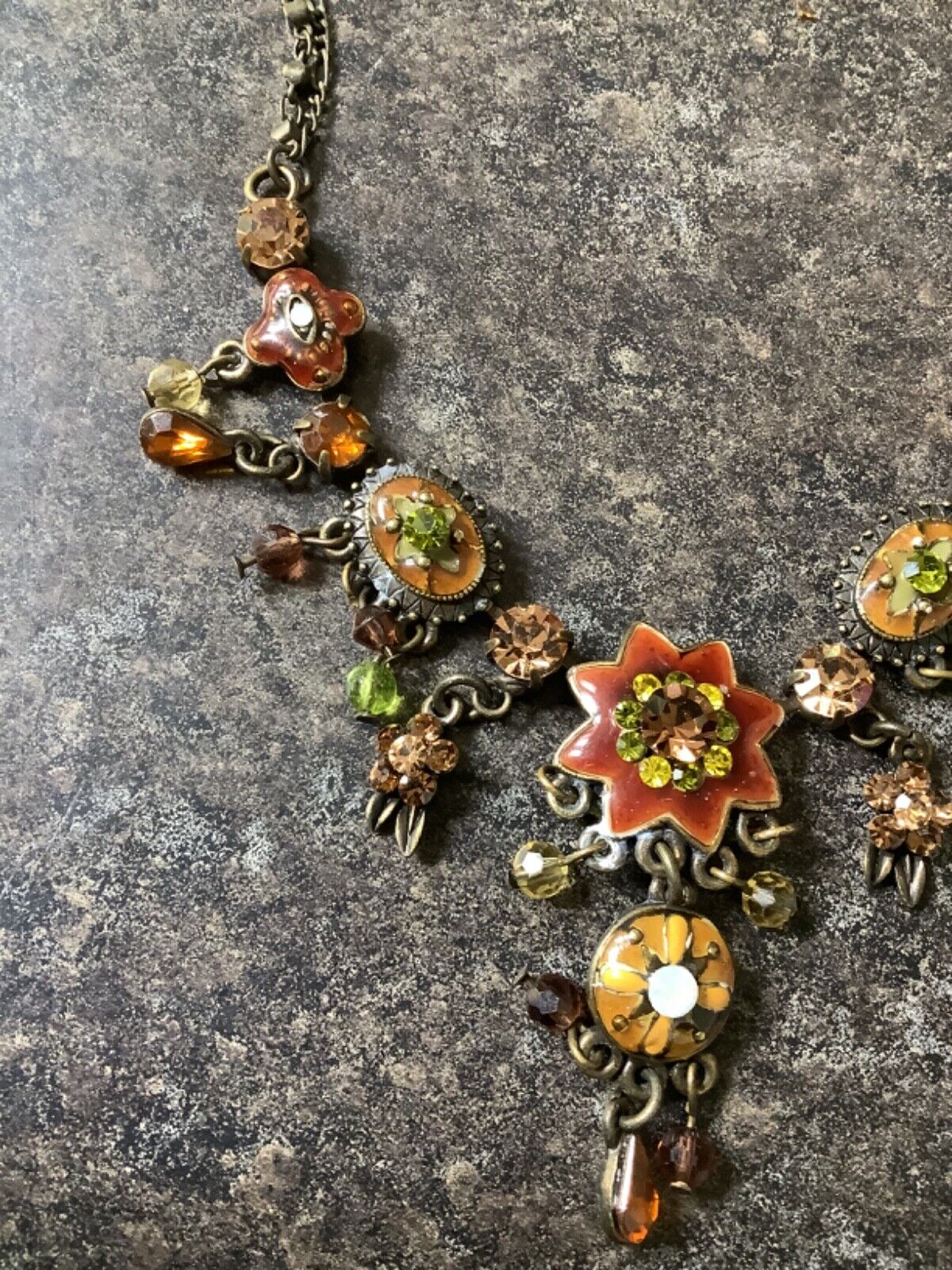 Axelle creation vintage enamel and crystal bronze tone
