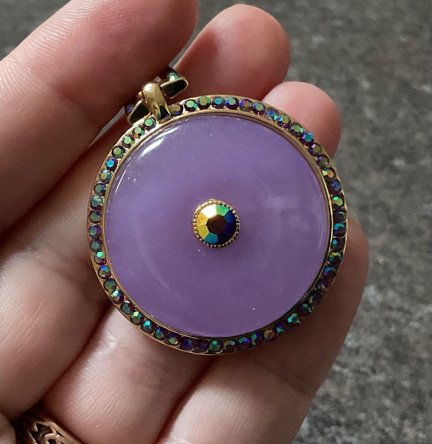 Butler & Wilson lavender disc pendant with purple beads & crystals original box