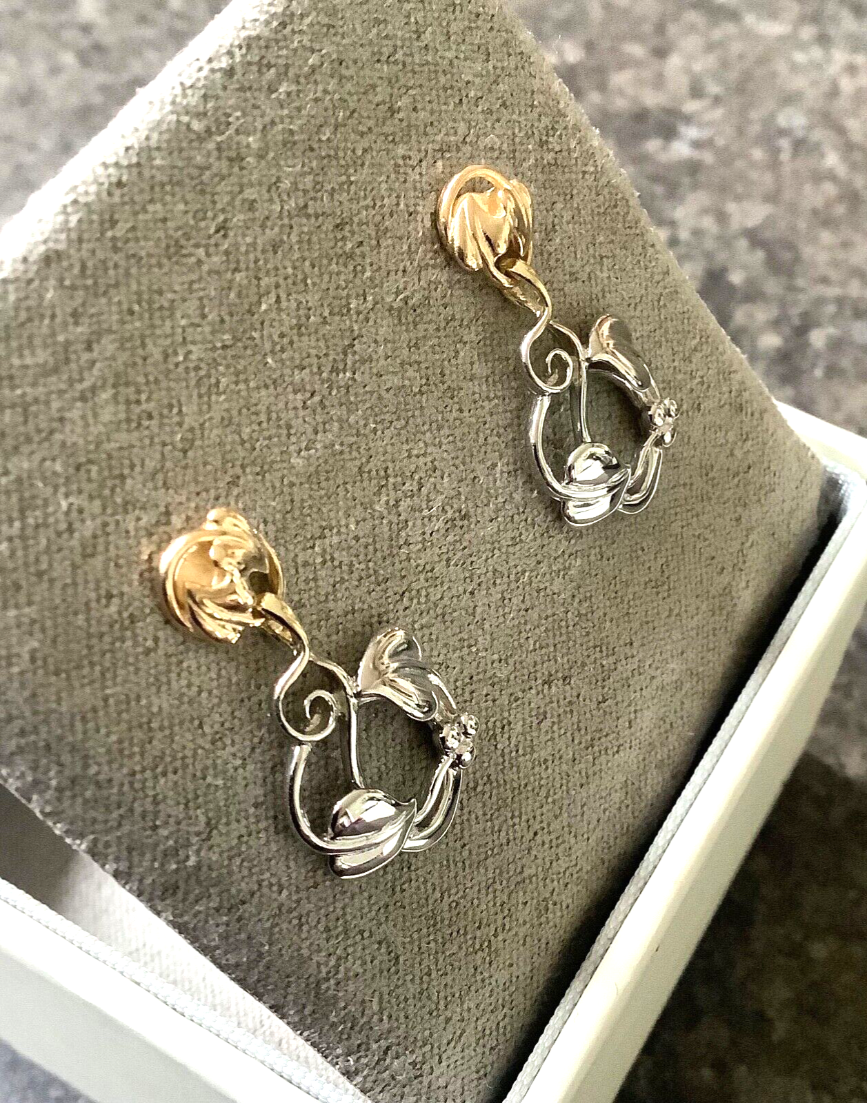 Clogau 9ct white (Moon) gold and yellow gold Tree of Life drop earrings