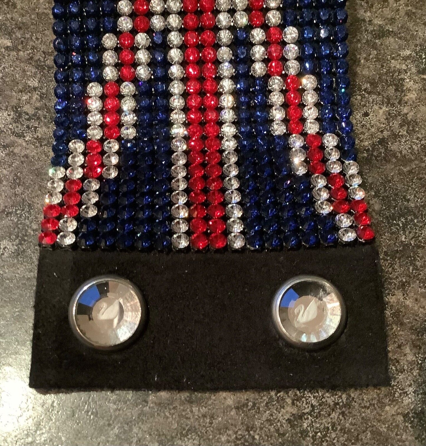 Swarovski Union Jack soft leather cuff bracelet (crystal missing) red white blue