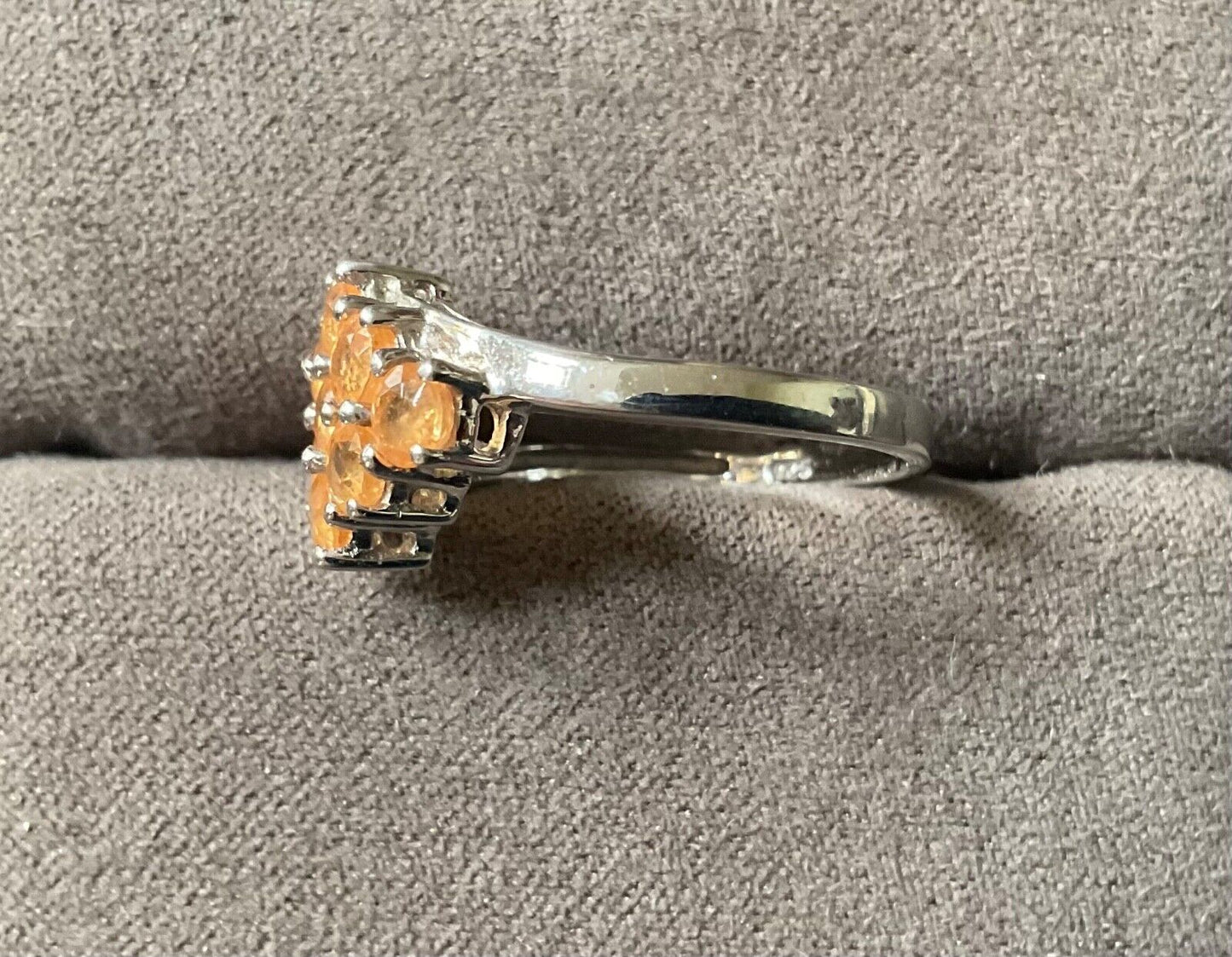925 peachy orange gemstone cluster ring size P sterling silver TGGC