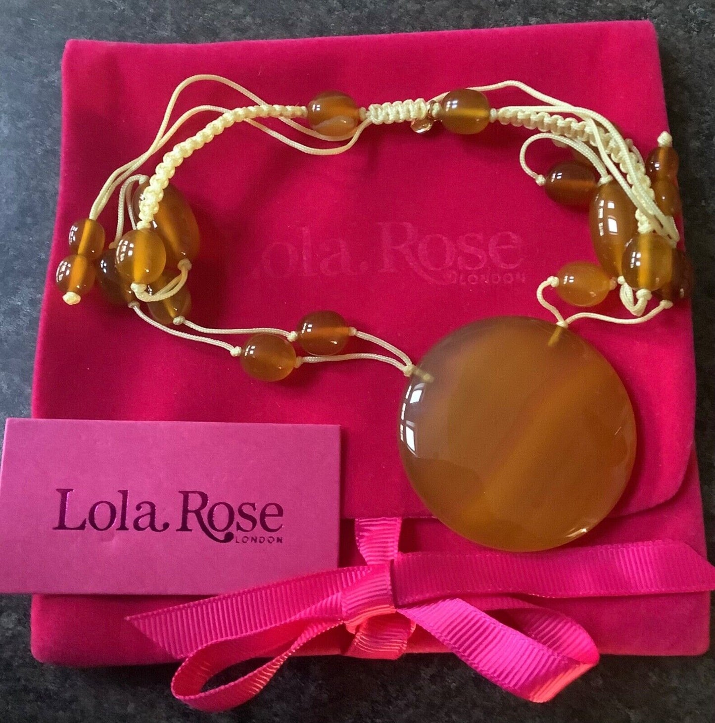 Lola Rose PARKER statement Amber Agate adjustable necklace