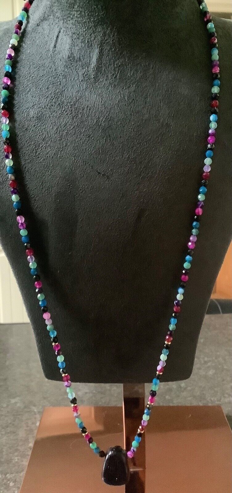 Lola Rose Blue Goldstone & multicolour semi-precious bead necklace adjustable