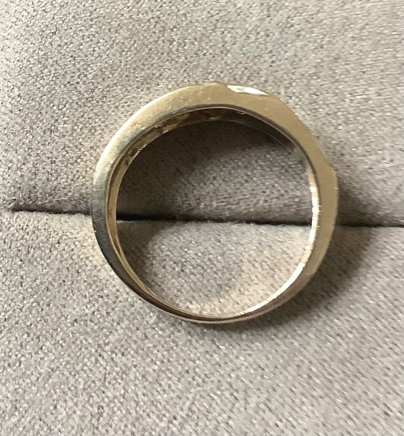 9ct Black diamond yellow and white gold channel set band ring size P1/2