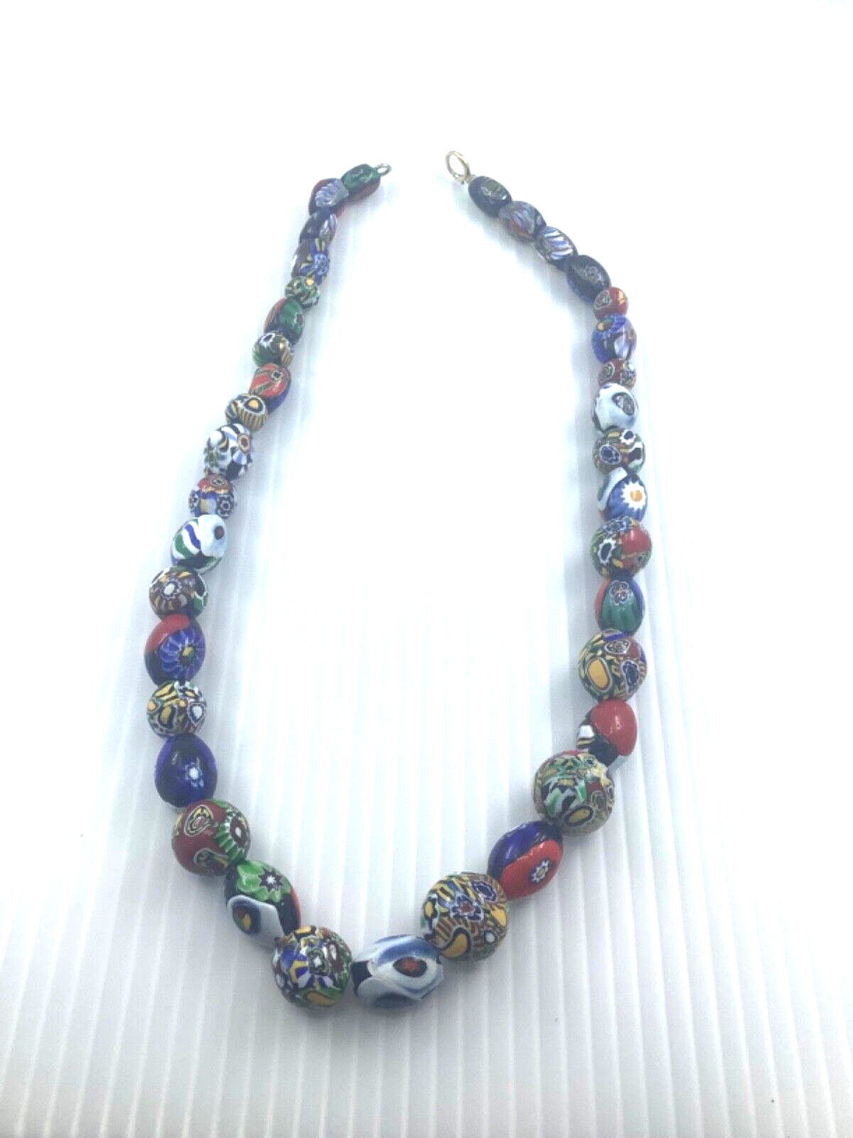 venetian millefiori glass bead necklace 17" 63g Read description!