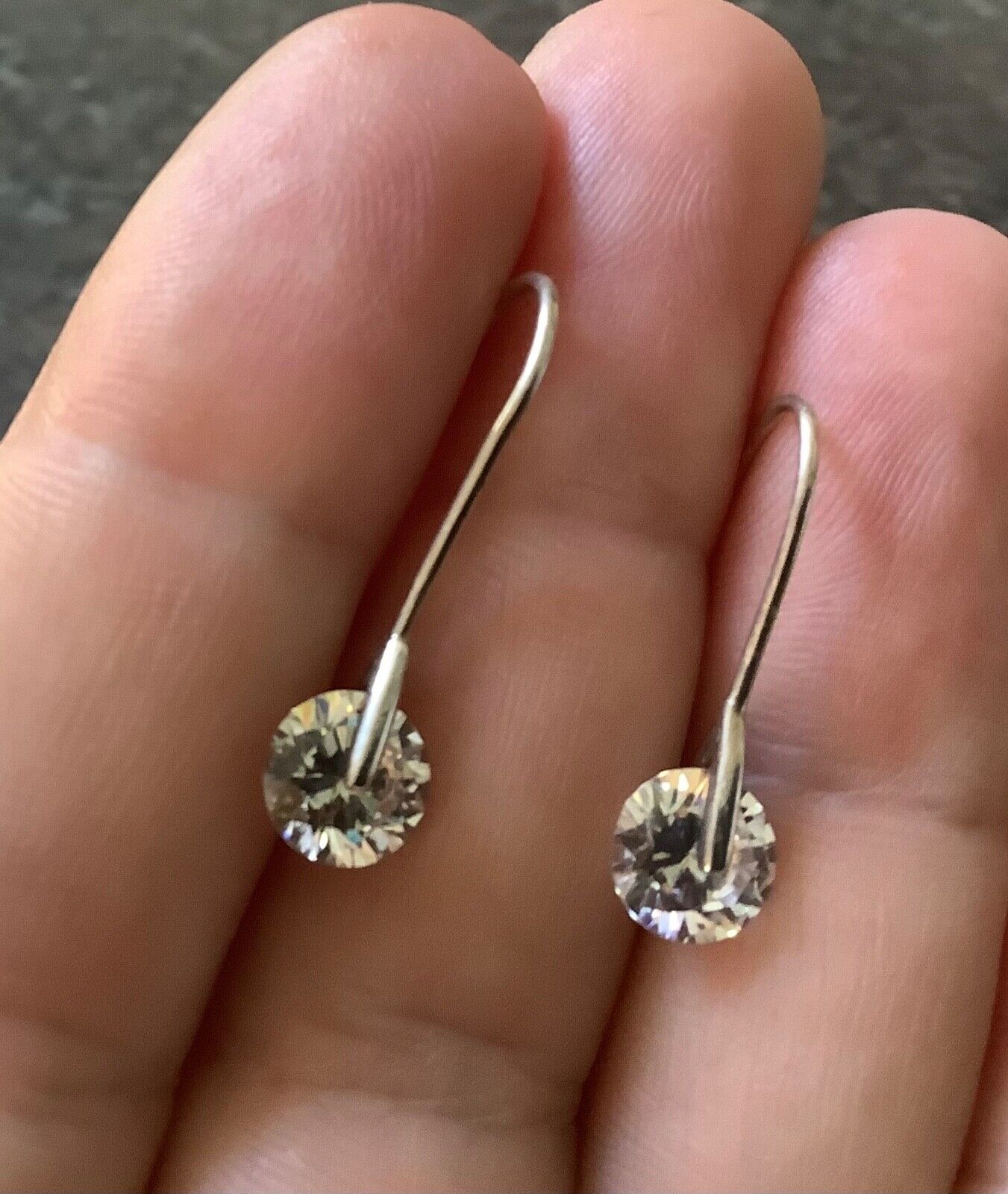 2 x 925 silver CZ drop and stud earrings NOT COSTUME!