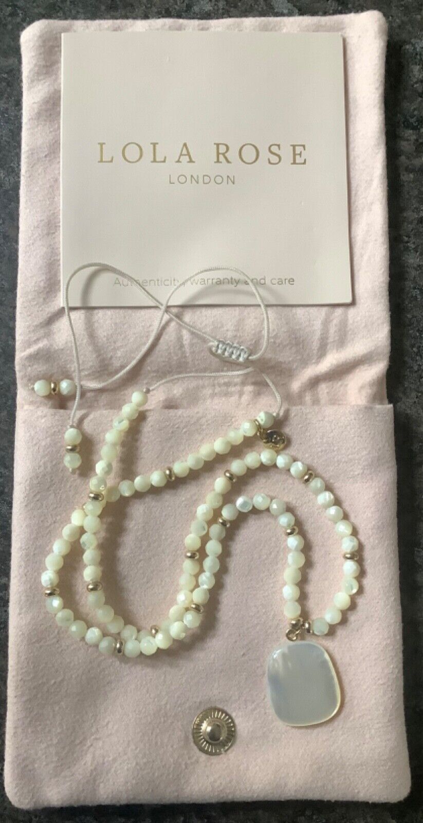 Lola Rose Mother of Pearl Brucie semi-precious gemstone adjustable necklace