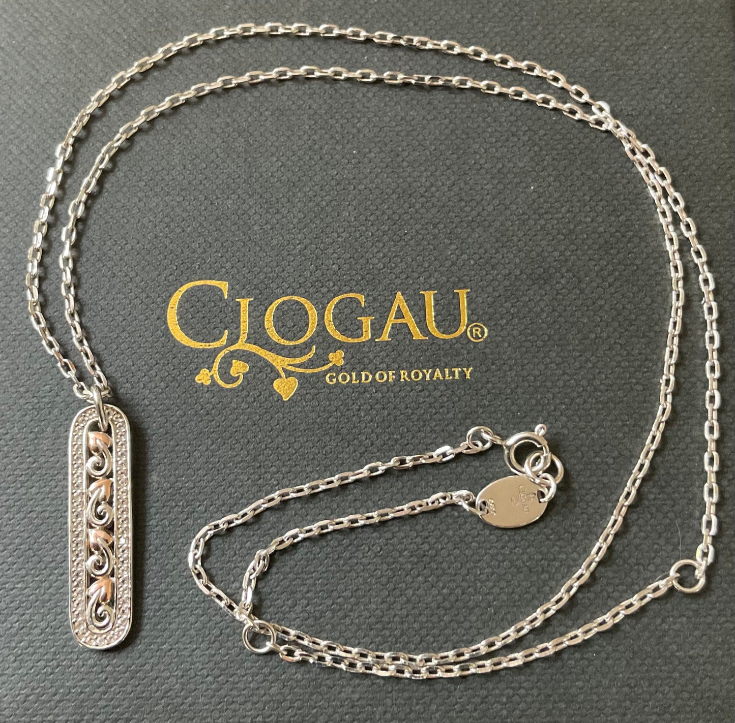 Clogau Tree of Life White Topaz Bar pendant 18-22” necklace in silver and rose gold