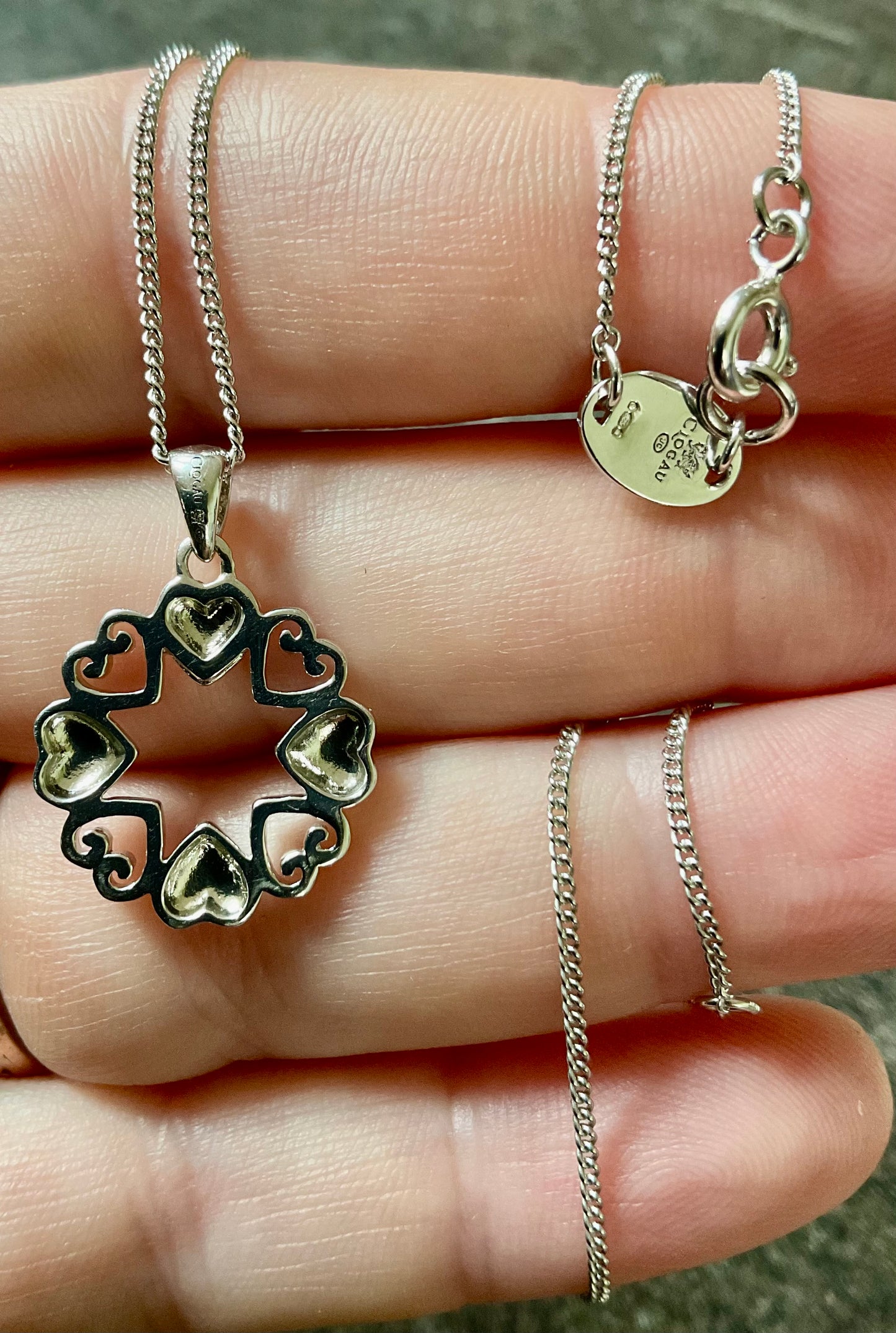 Clogau Hearts Embrace pendant necklace in silver and rose gold 18, 20, 22”