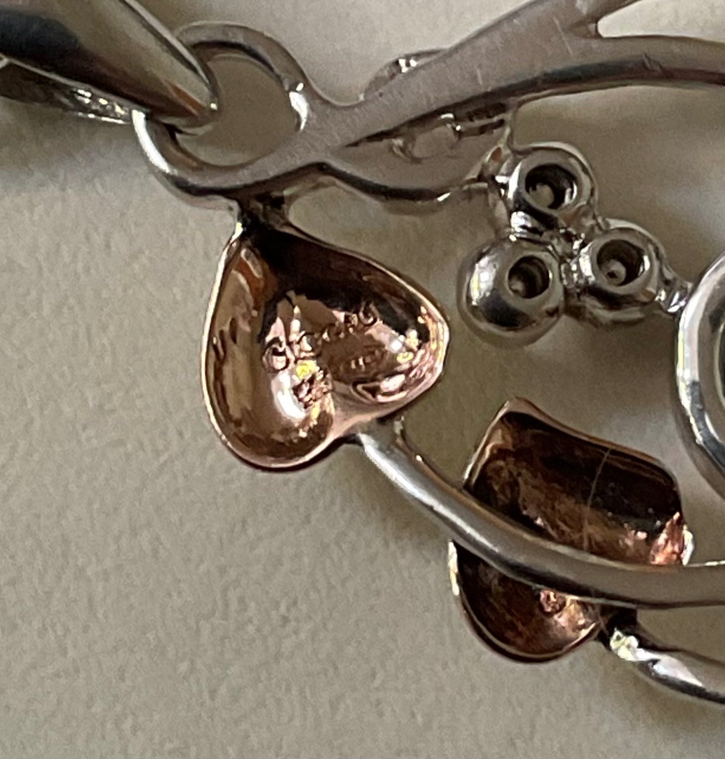 Clogau Aquamarine Love Vine pendant in silver and rose gold on an 18” 925 ITALY snake chain