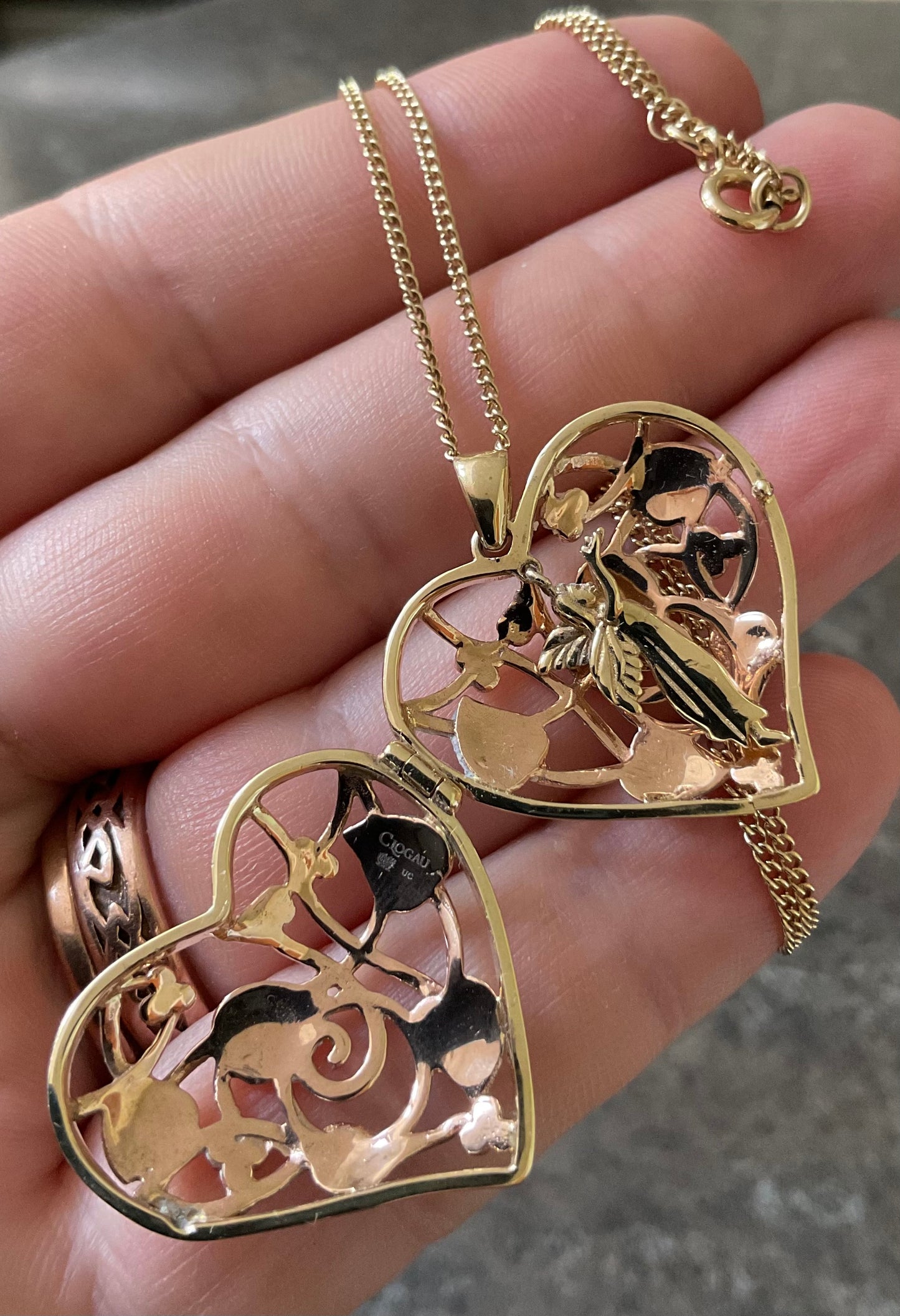 Vintage Clogau 9ct Tree of Life Fairy Heart locket necklace 18” in yellow and rose gold RRP £1,210