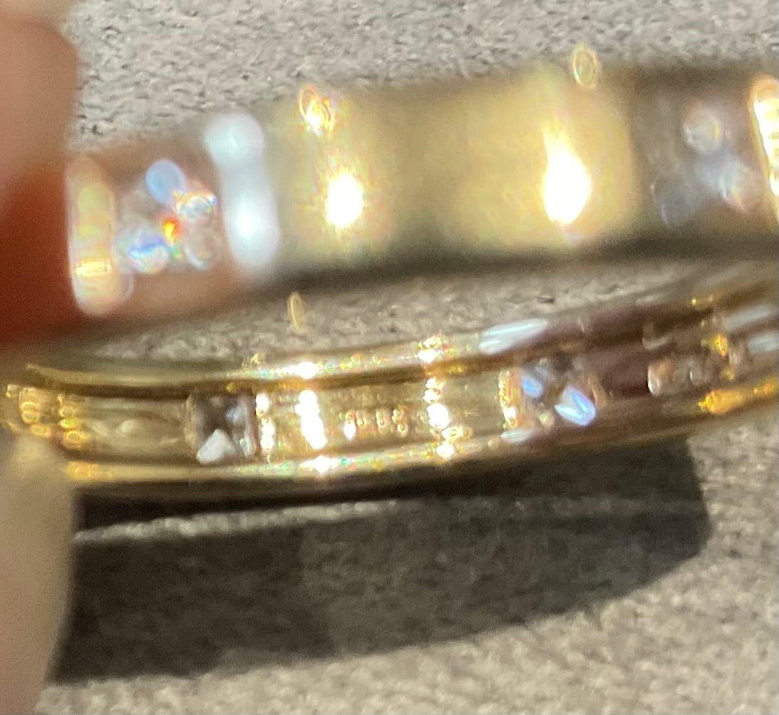 18ct Princess cut 0.40ct Diamond wedding band ring size O yellow gold 4.05g