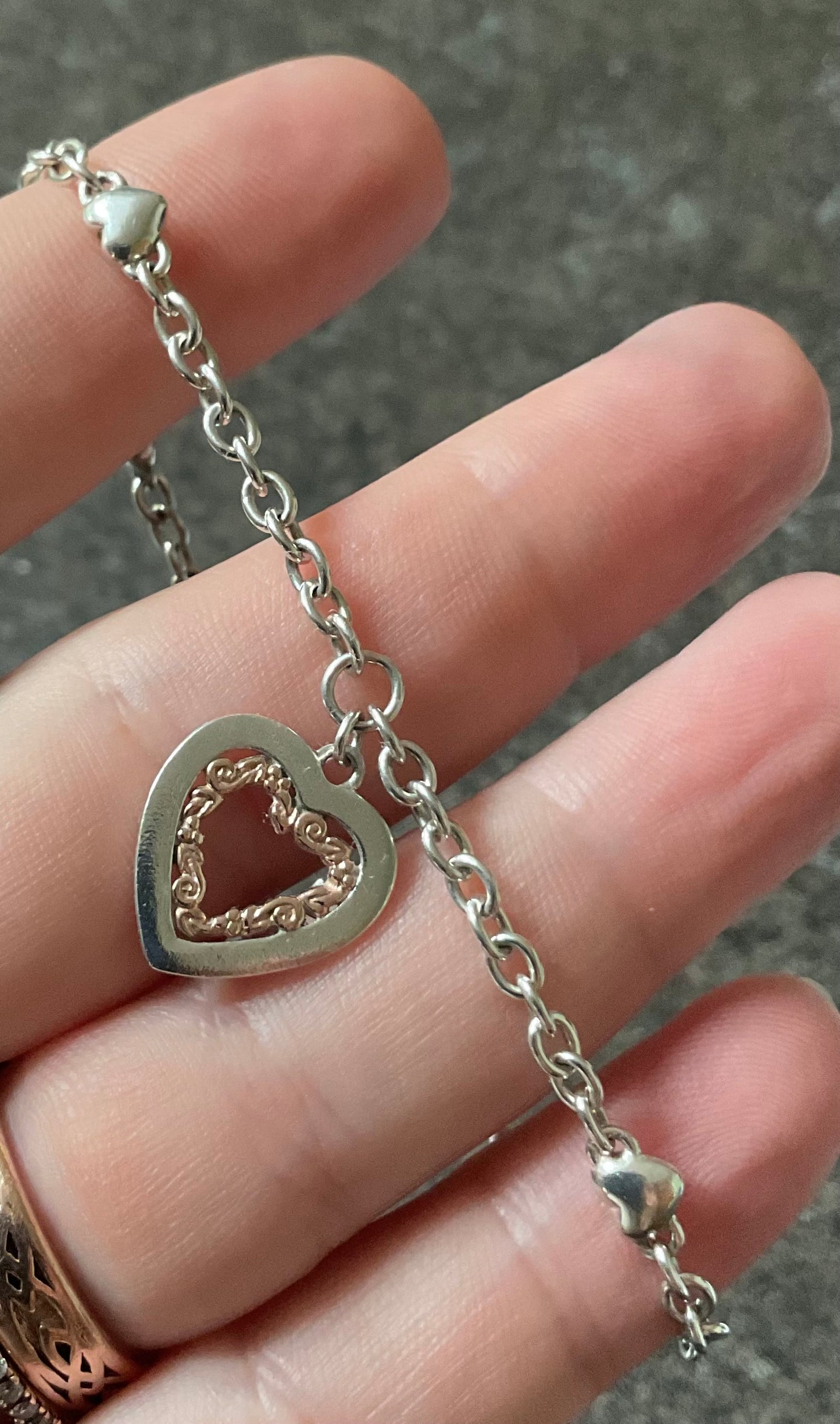 Clogau Tree of Life Inlay Heart bracelet in silver and rose gold 19cm