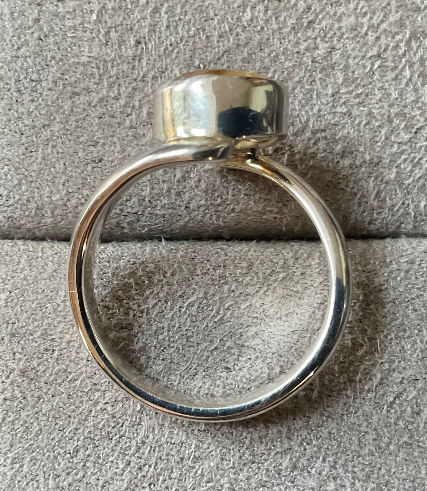 925 Citrine 9mm round cut solitaire bypass ring size P1/2