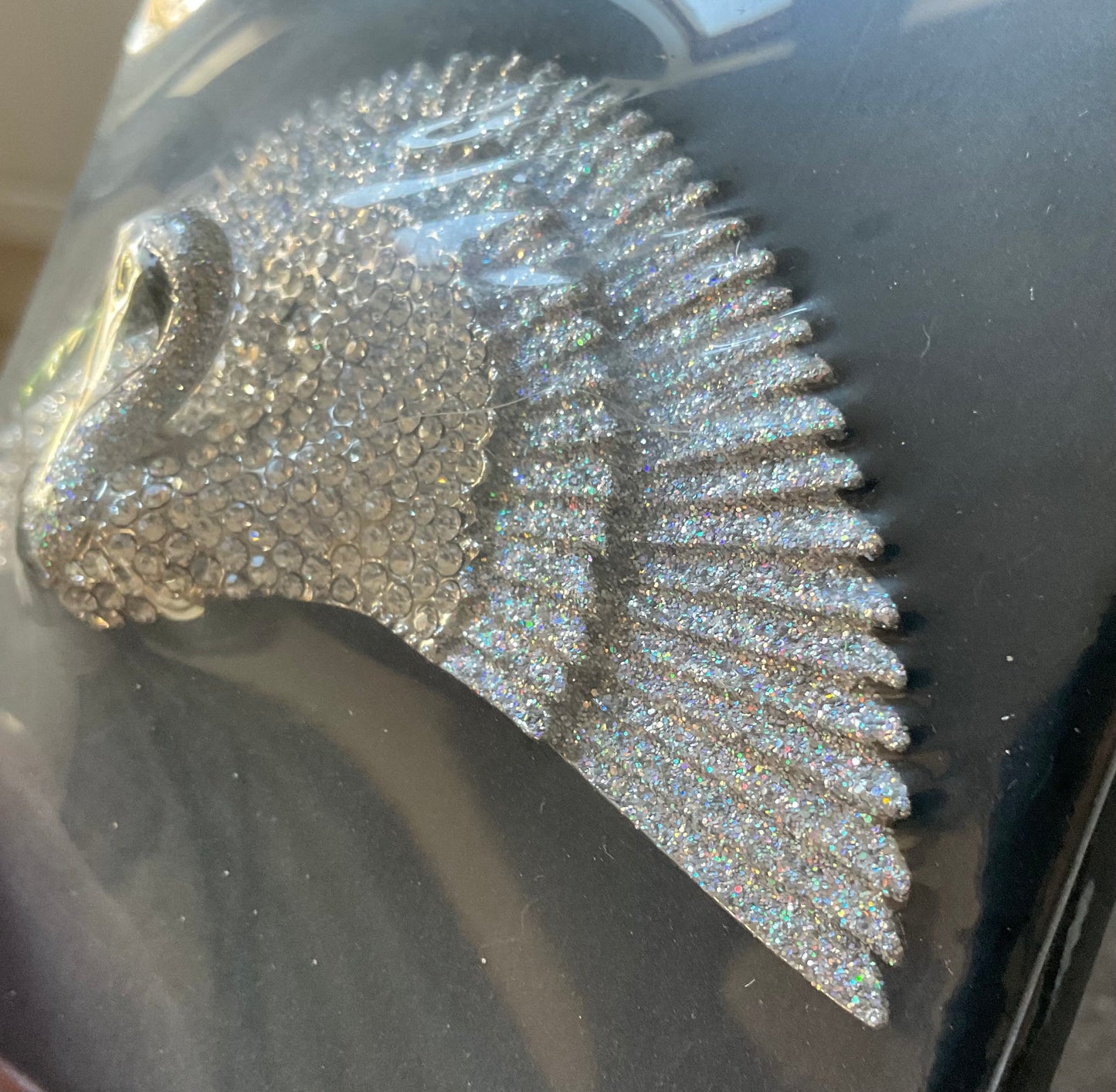 Butler and Wilson Stylised Crane bird brooch in silver tone with clear aurora borealis crystals sealed in original box