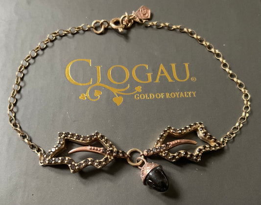 Rare Clogau 9ct Royal Oak Smokey Quartz bracelet yellow and rose gold with box and certificate