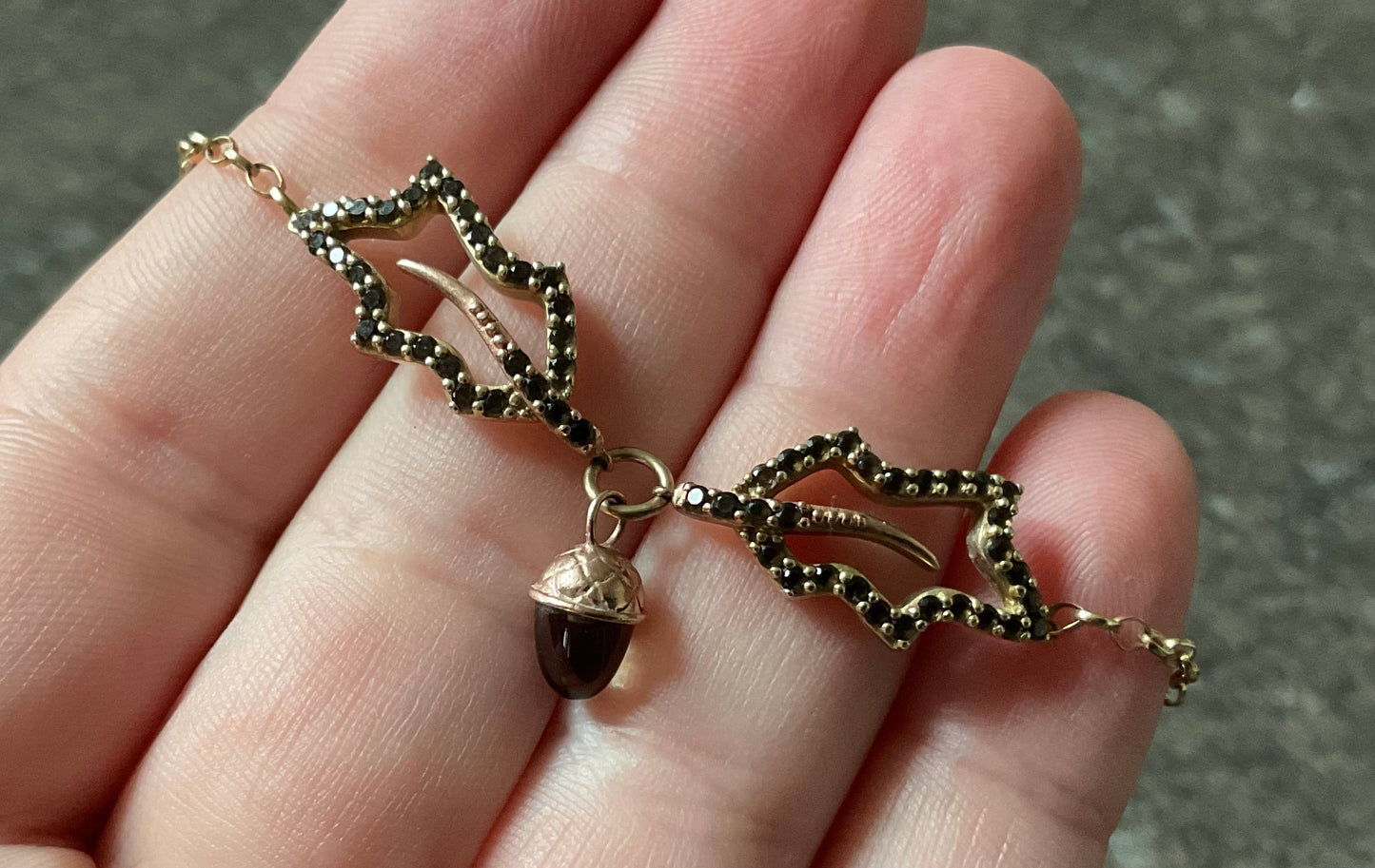Rare Clogau 9ct Royal Oak Smokey Quartz bracelet yellow and rose gold with box and certificate