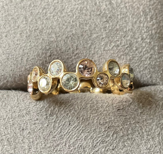 Swarovski FIDELITY SILK ring gold tone pink & clear crystal size P1/2
