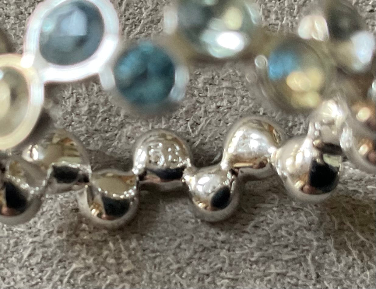 Swarovski FIDELITY BLUE ring size P1/2 clear and blue crystals in rhodium plated silver tone