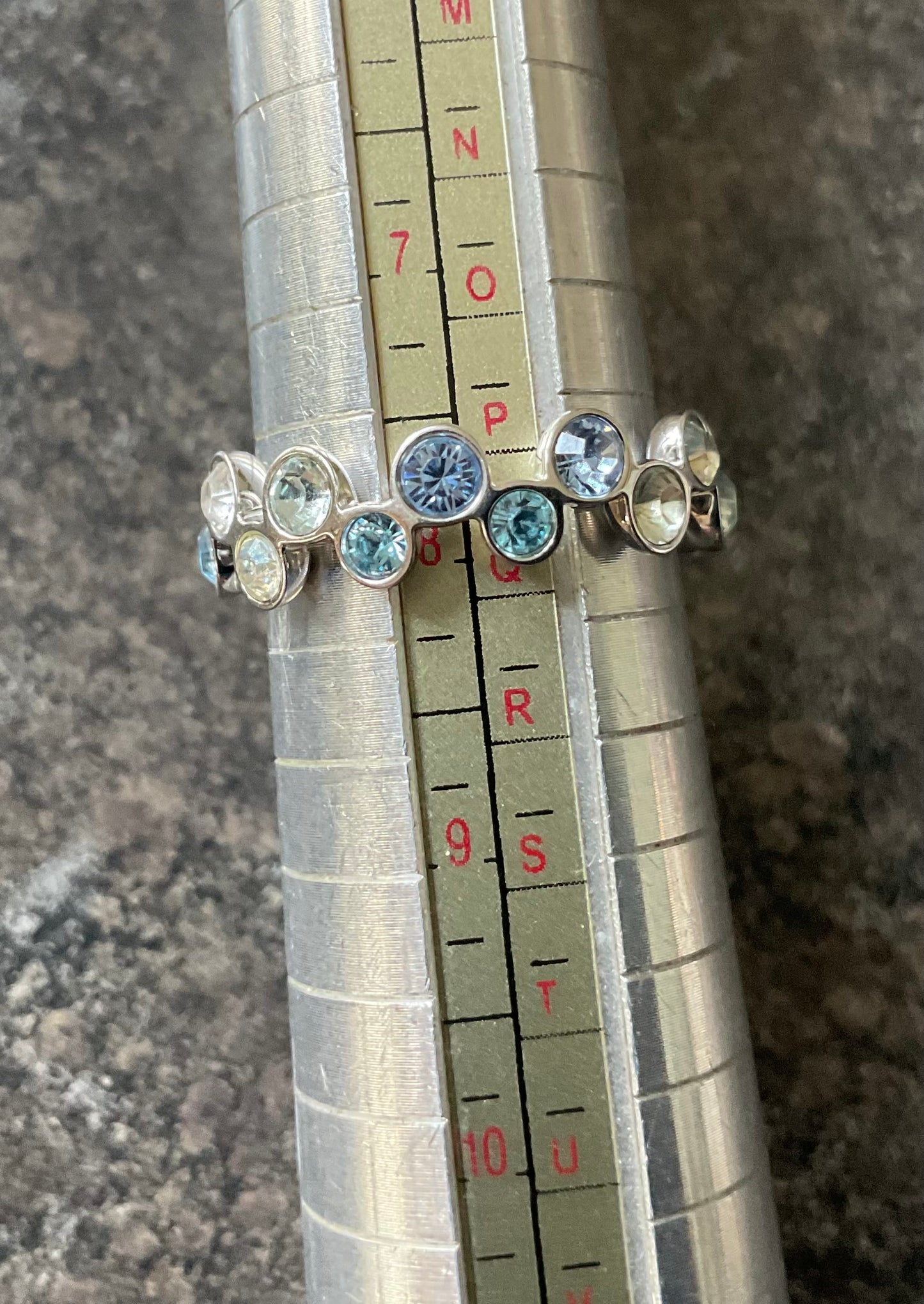 Swarovski FIDELITY BLUE ring size P1/2 clear and blue crystals in rhodium plated silver tone