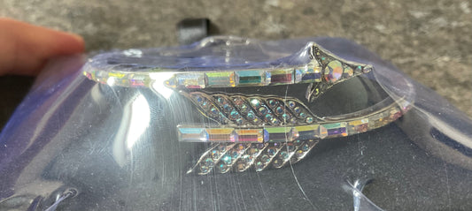 Butler and Wilson Clear Crystal Arrow bangle silver tone hinged bracelet aurora borealis crystals sealed original box