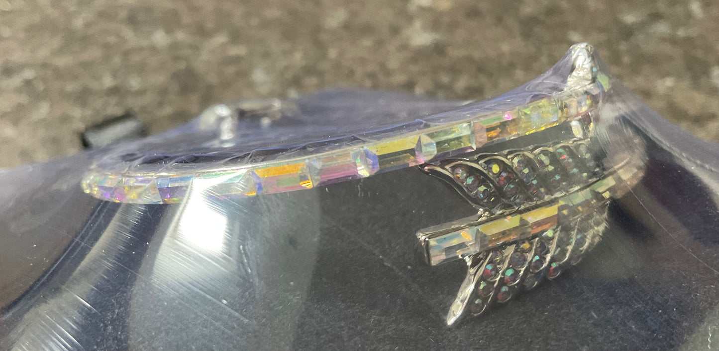 Butler and Wilson Clear Crystal Arrow bangle silver tone hinged bracelet aurora borealis crystals sealed original box
