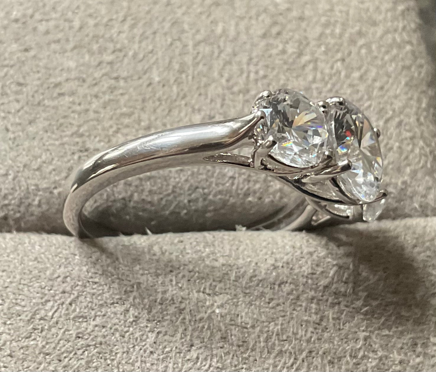 925 Michelle Mone Diamonique Trilogy past present and future ring size P sterling silver QVC