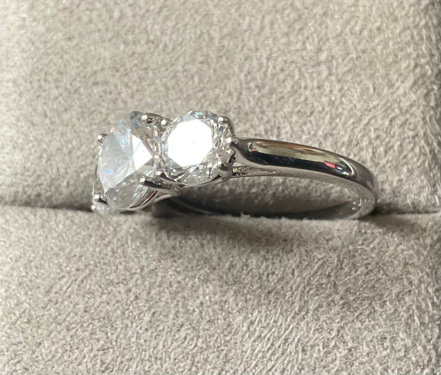 925 Michelle Mone Diamonique Trilogy past present and future ring size P sterling silver QVC