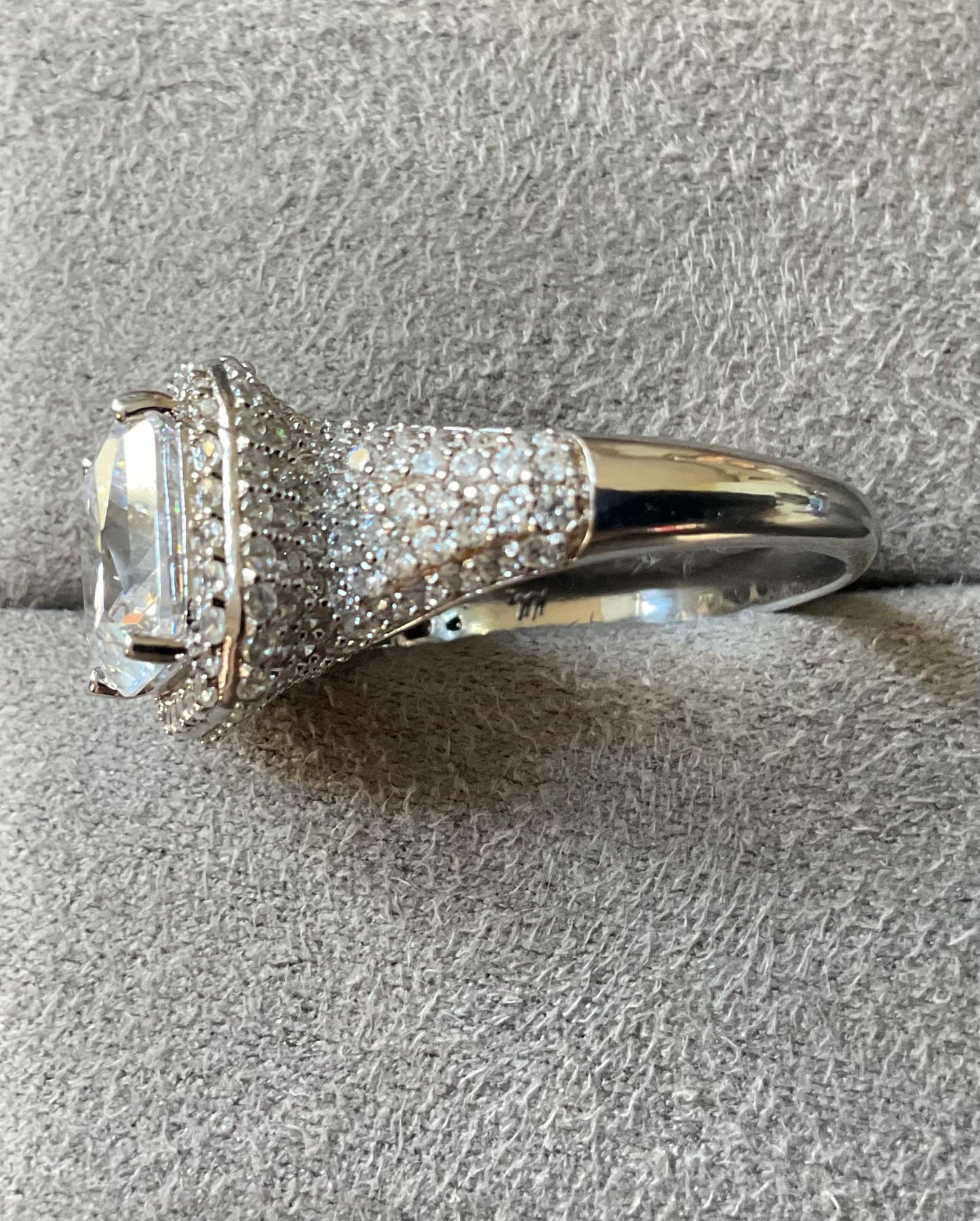 Michelle Mone 925 square cut CZ halo cluster ring size P sterling silver QVC